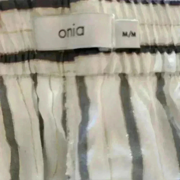 Onia Women's Blue, White and Metallic Wide Leg Side Slit Pants, size Medium - Picture 4 of 4